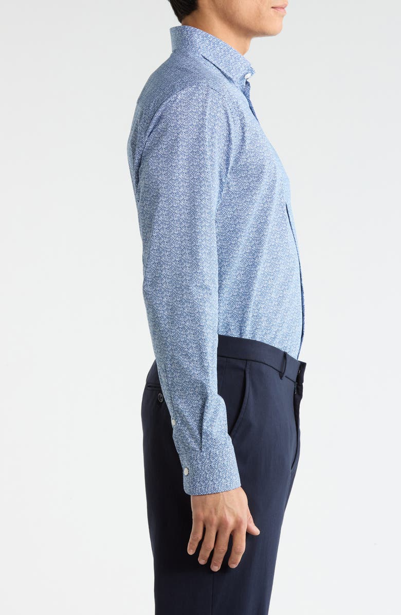 Jack Victor Marqius Floral Print Stretch Cotton Button-Up Shirt, Alternate, color, Navy