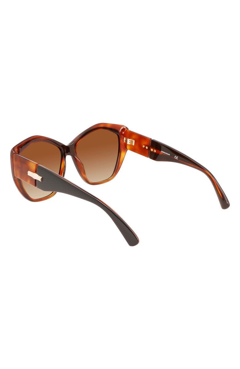 Longchamp 57mm Roseau Tea Cup Sunglasses, Alternate, color, Black/ Havana Honey
