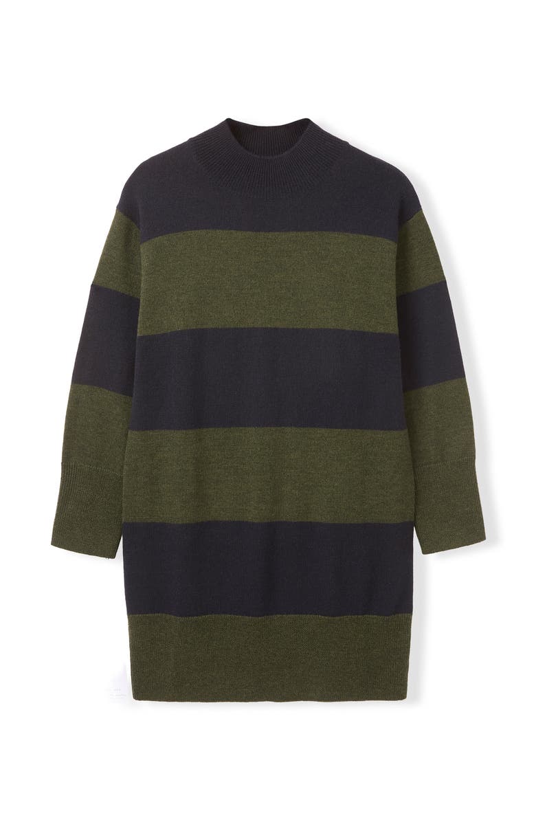 Celtic & Co. Merino Stripe Dress, Alternate, color, Olive / Navy