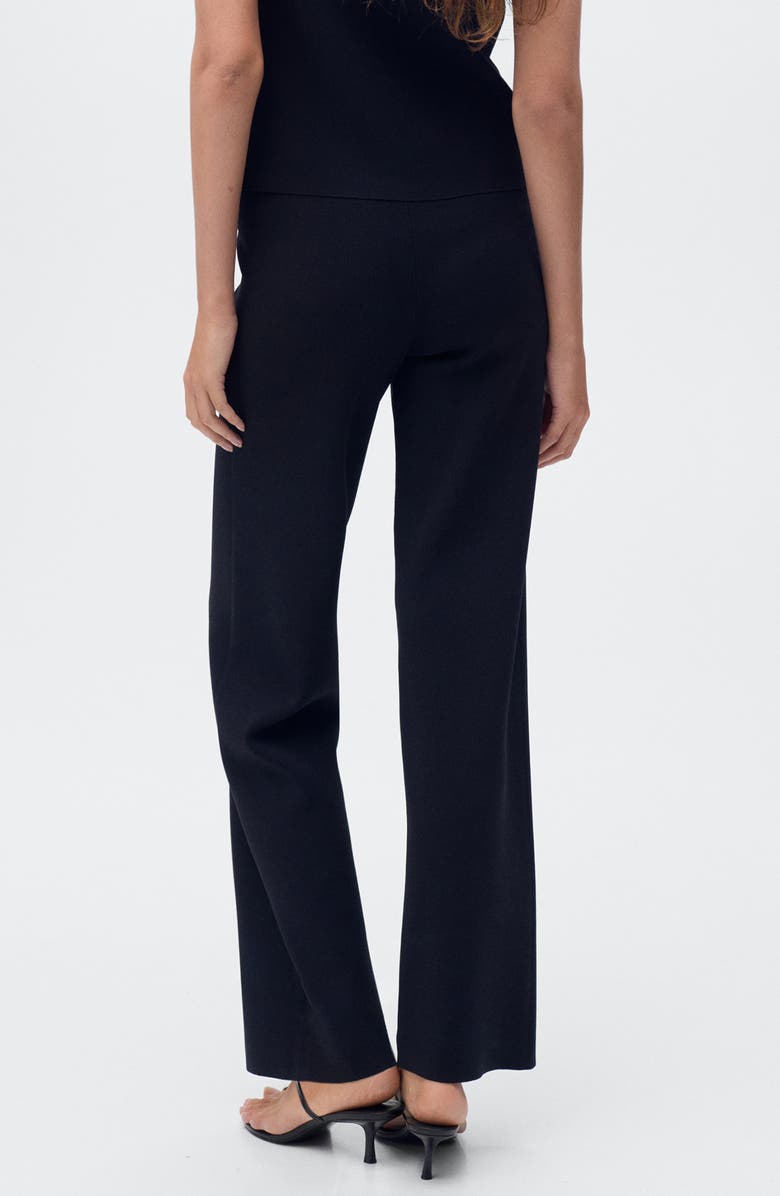 MANGO Straight Leg Knit Pants, Alternate, color, Black