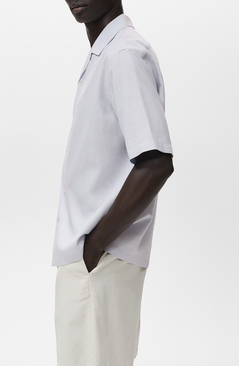 MANGO Lycocell & Linen Camp Shirt, Alternate, color, Sky Blue