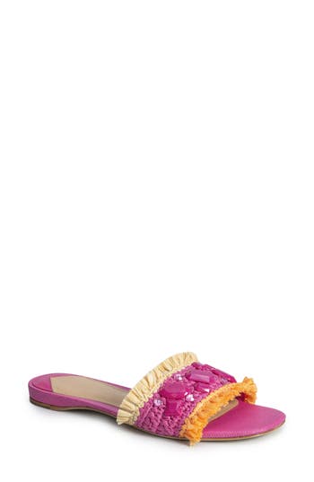 Kate Spade Bora Bora Jewel Raffia Slide Sandals In Pink