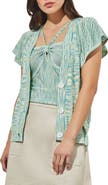 Ming Wang Space Dye Flutter Sleeve Cardigan