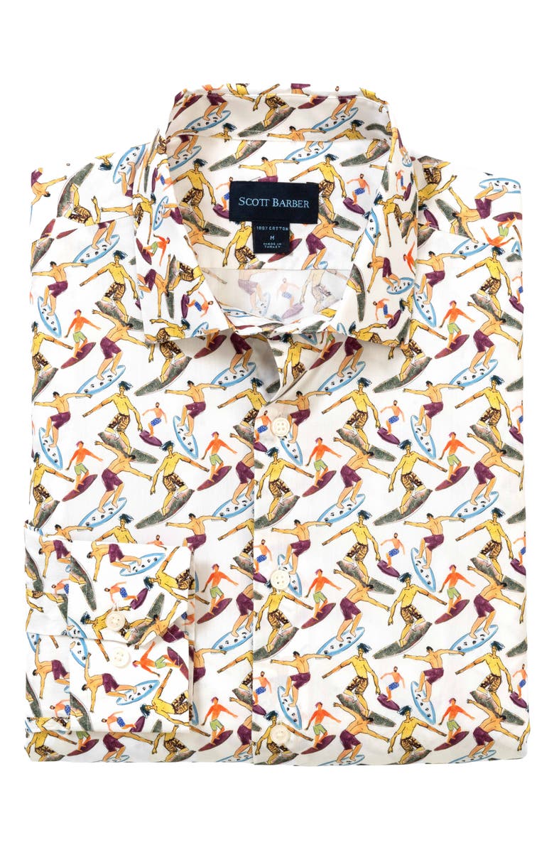 Scott Barber Surf Print Button-Up Shirt, Alternate, color,