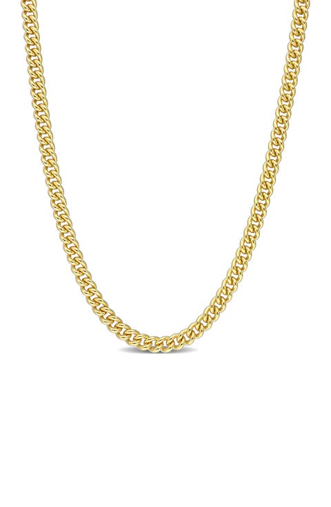 18K Gold Plated Curb Chain Link Necklace