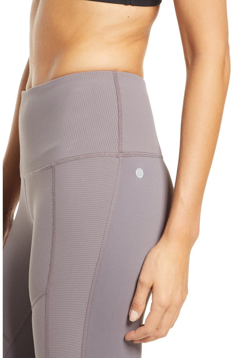 Moto Ribbed High Waist Ankle Leggings, Alternate, color, GREY TRUFFLE