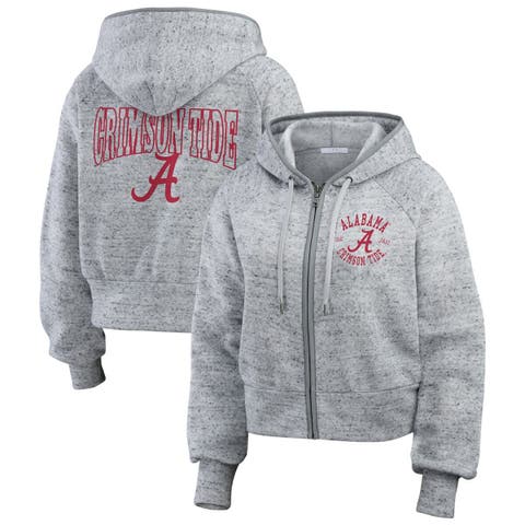 Women's WEAR by Erin Andrews Heather Gray Alabama Crimson Tide Wear Speckle Double-Hit Raglan Full-Zip Hoodie