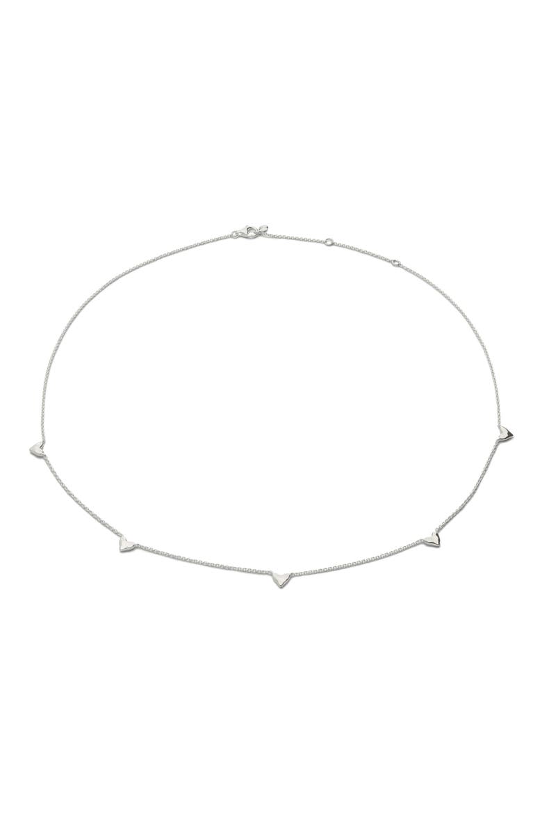 Heart Station Necklace, Main, color, STERLING SILVER