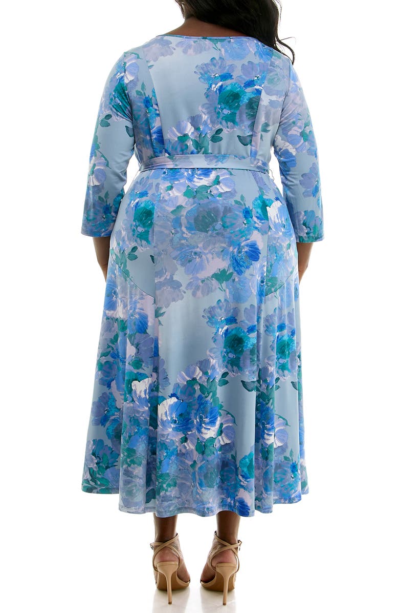 Nina Leonard Sylvia Maxi Dress, Alternate, color, Ice Blue/Teal Multi