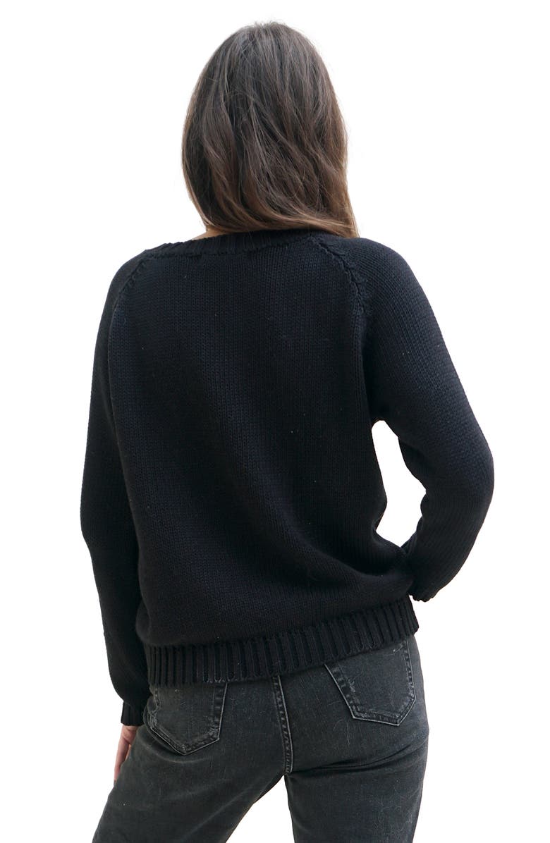 Paneros Clothing Sloane Cotton Crewneck Sweater, Alternate, color, Black