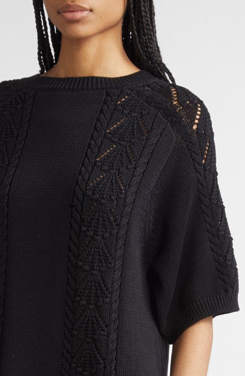 Loulou De Saison Arman Oversize Cotton Mini Sweater Dress In Black