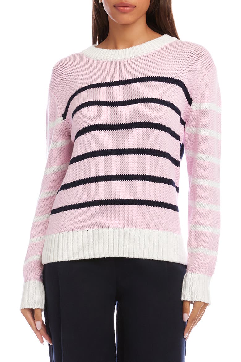 Stripe Crewneck Sweater, Main, color, PINK MULTI