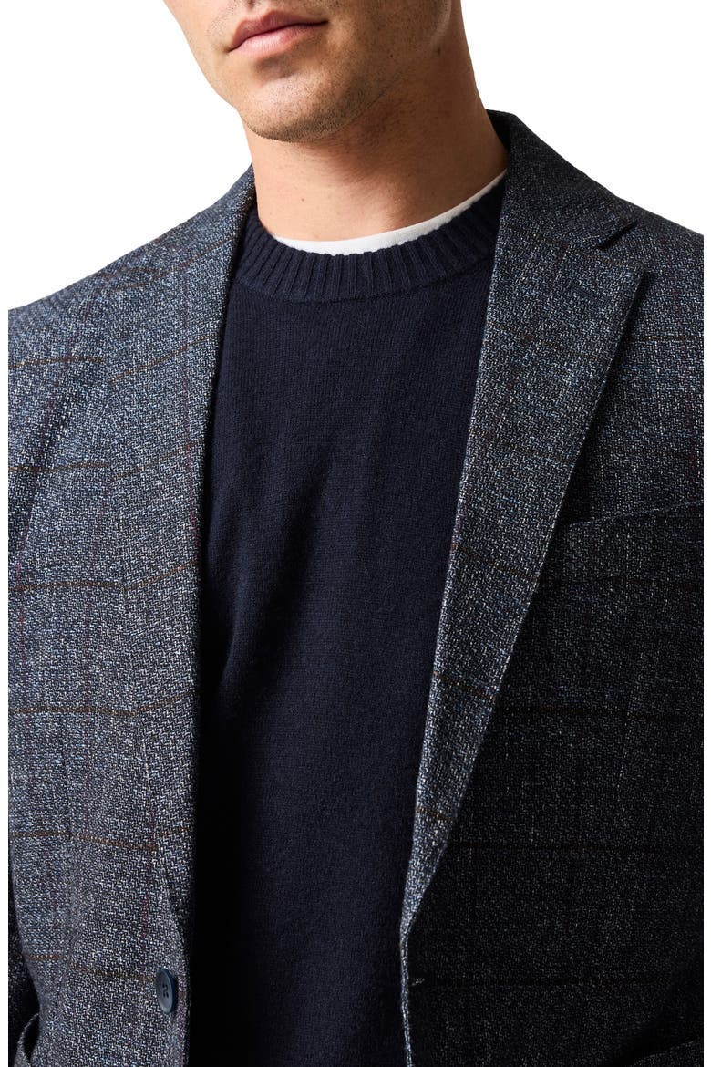 Selwyn Island Grey Windowpane Check Wool & Cotton Blend Sport Coat, Alternate, color, PEWTER