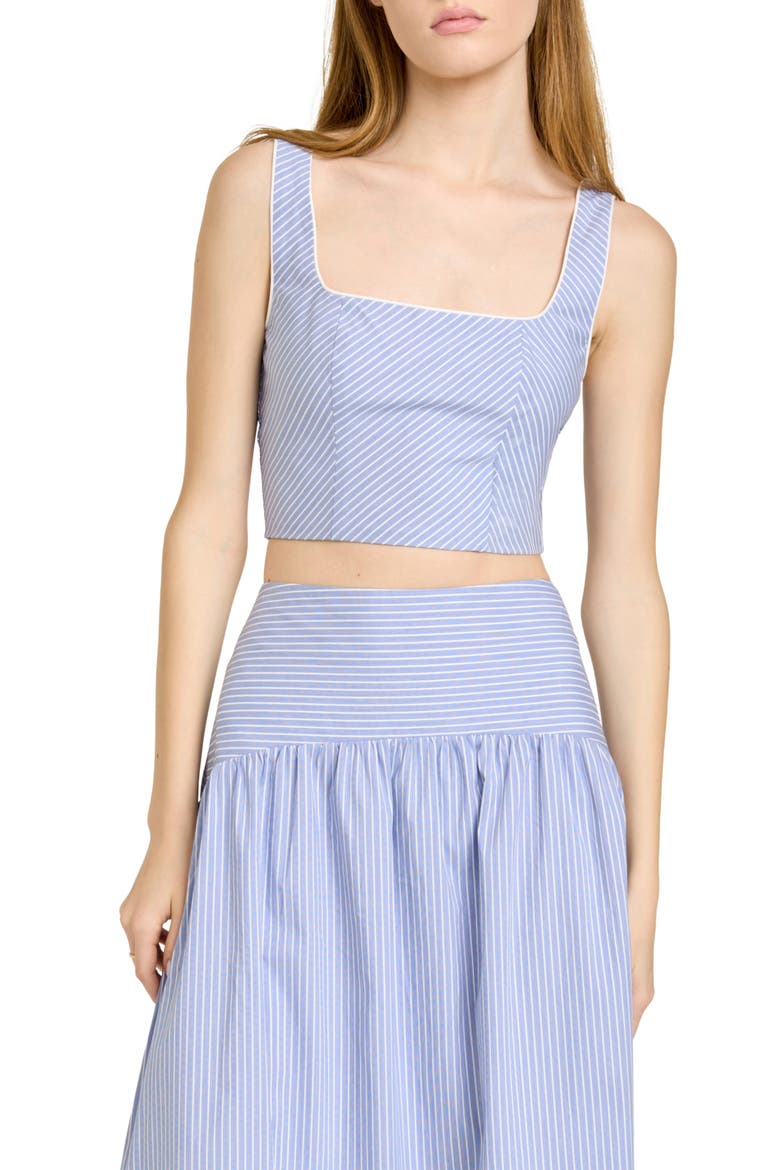 x Hannah Lovey Porter Georgia Directional Stripe Cotton Blend Crop Top (Nordstrom Exclusive), Main, color, BLUE