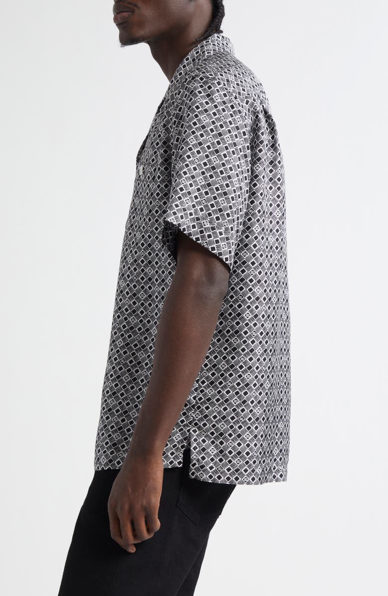 Dolce&Gabbana Logo Jacquard Silk Camp Shirt, Alternate, color, Cravatteria Nero