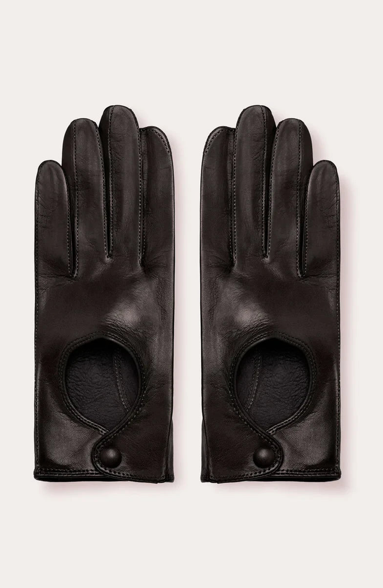 Seymoure Luxury Group Washable Water Resistant Leather Driving Gloves, Main, color, Black