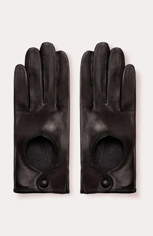 Seymoure Luxury Group Washable Water Resistant Leather Driving Gloves In Black