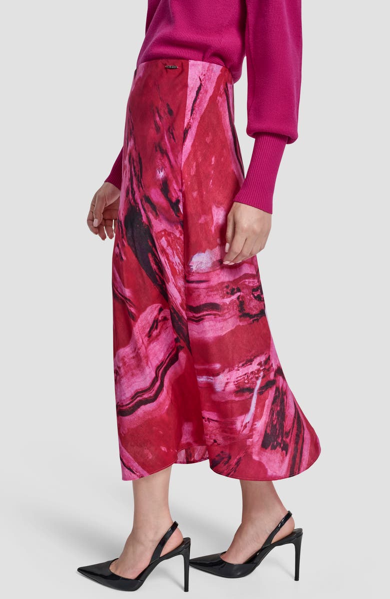 DKNY Abstract Print Bias Cut Midi Skirt, Alternate, color, Neon Nights