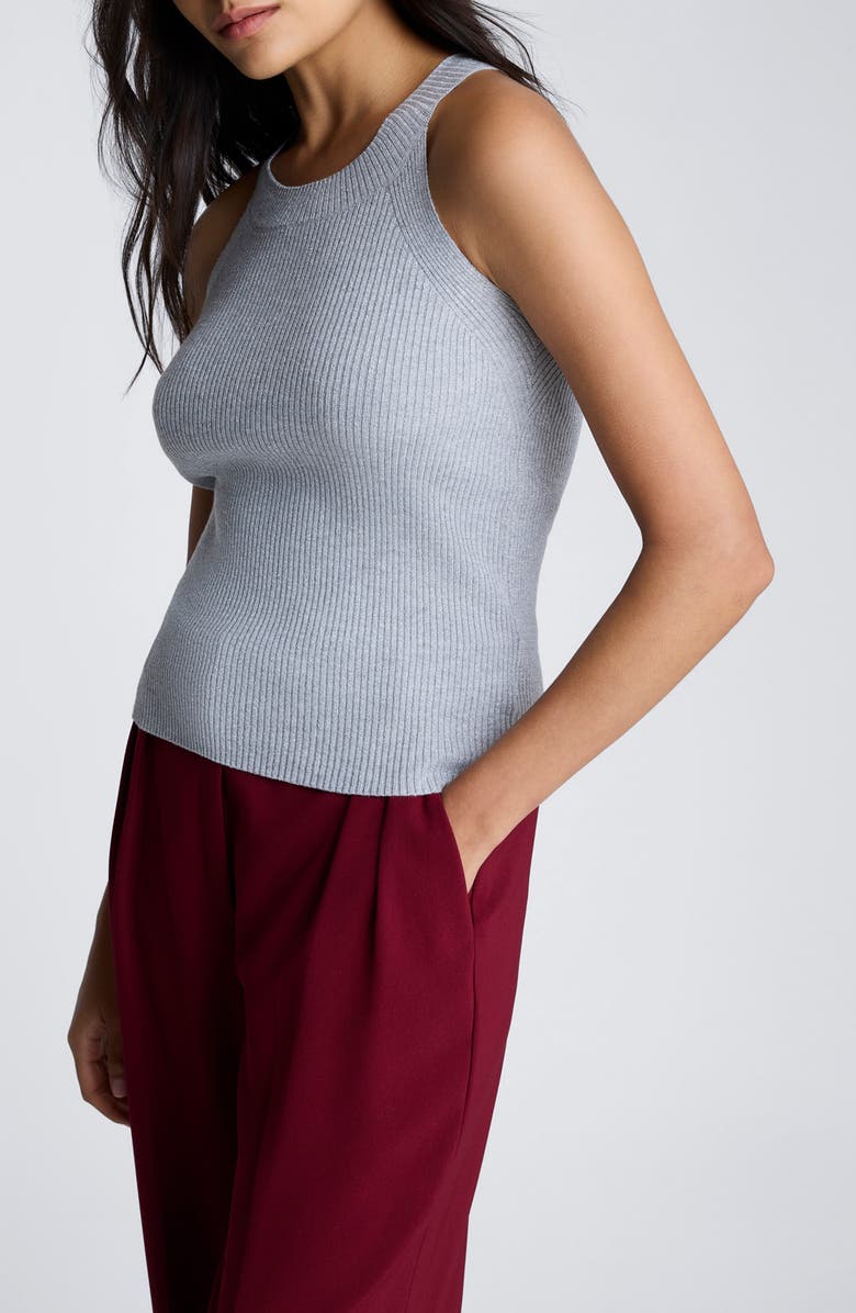 Kenneth Cole Ribbed Metallic Sleeveless Top, Alternate, color, Light Heather Grey
