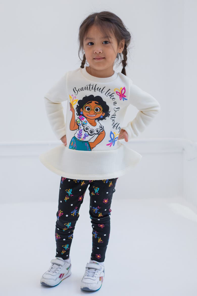 Encanto 2-Piece Fleece Sweatshirt and Leggings Set, Alternate, color, Mirabel Ivory Black