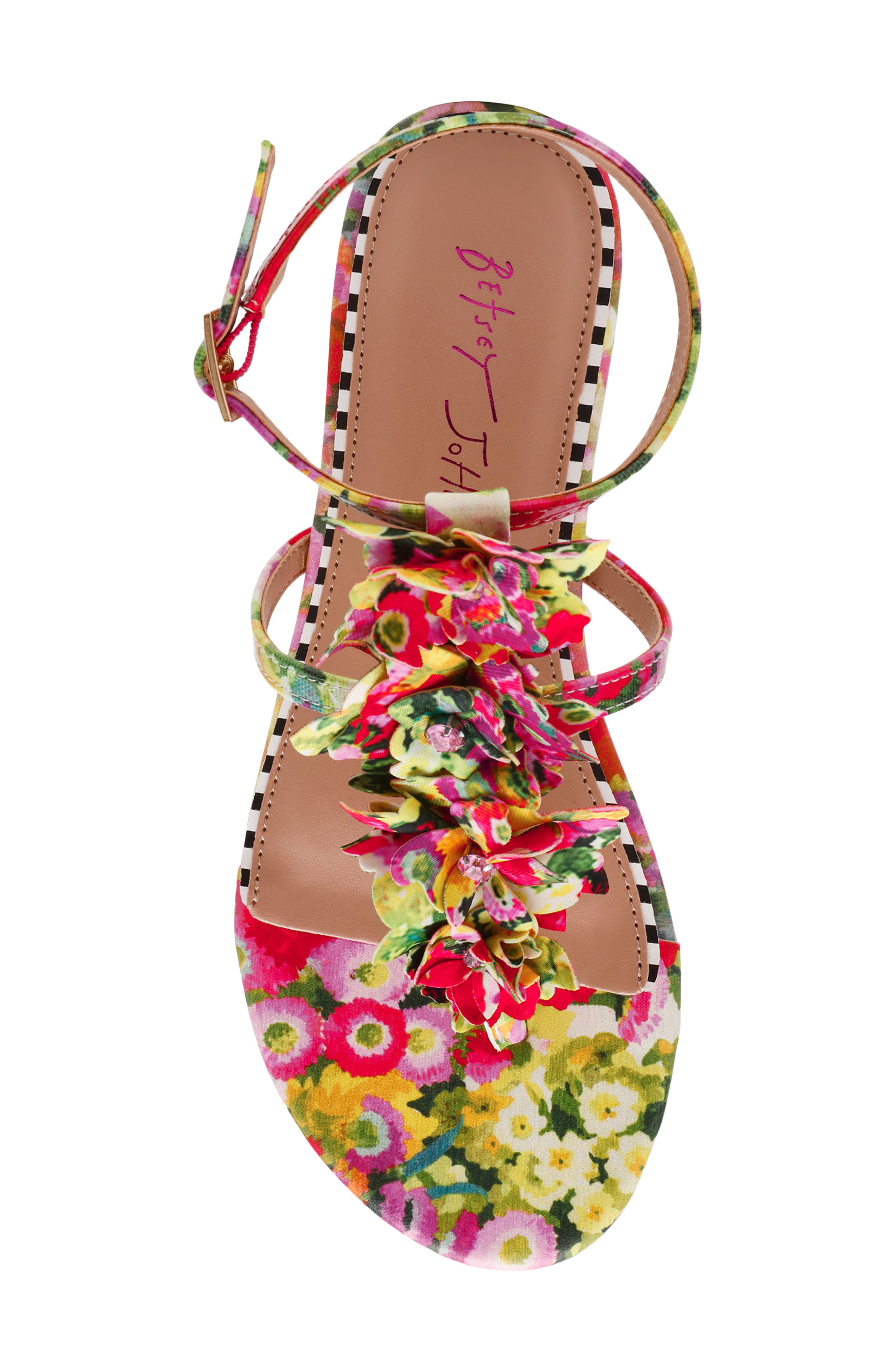Betsey Johnson Kenedy Ankle Strap Sandal, Alternate, color, Green Floral Multi