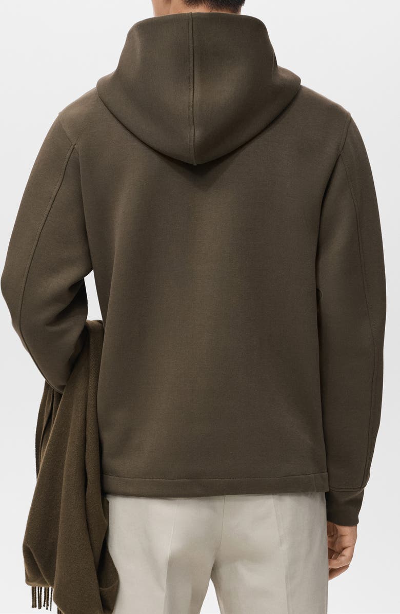 MANGO Zip-Up Hoodie, Alternate, color, Olive Green