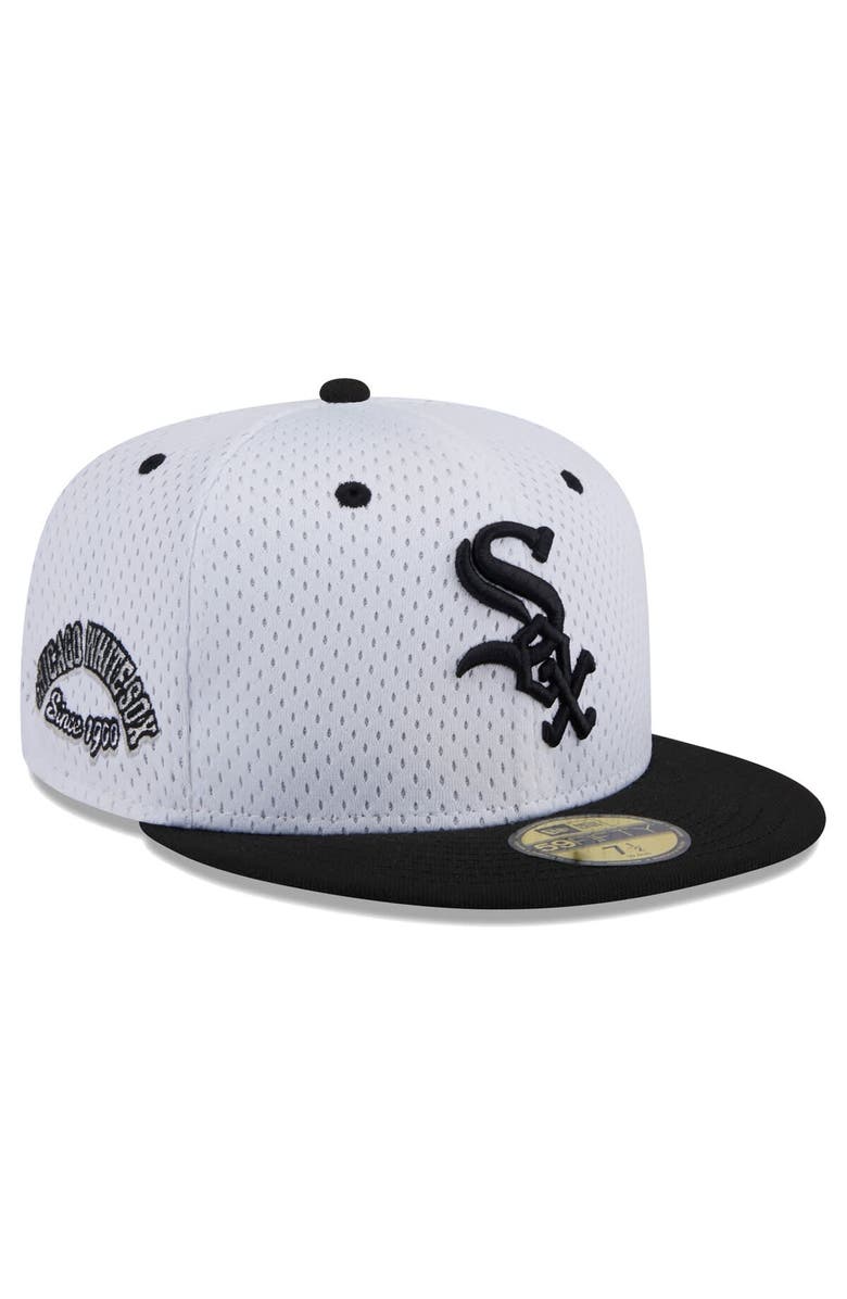 New Era Men's New Era White Chicago White Sox Throwback Mesh 59FIFTY Fitted Hat, Main, color, 