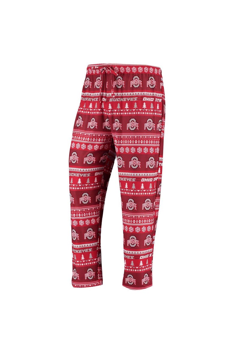 Men's Concepts Sport Scarlet Ohio State Buckeyes Ugly Sweater Knit Long Sleeve Top and Pant Set, Alternate, color, Scarlet