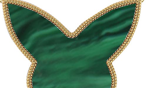 Gabi Rielle Malachite Inlay Butterfly Pendant Necklace In Gold