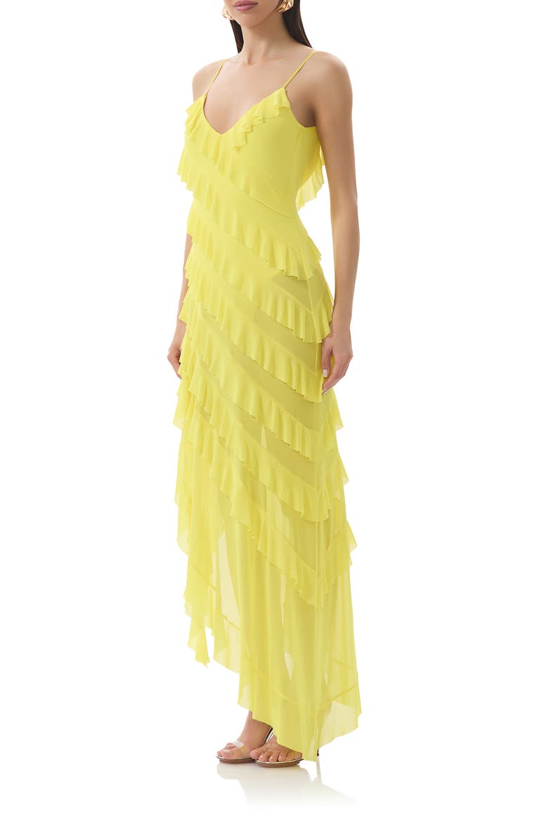 Vienna Tiered Ruffle Mesh Dress, Alternate, color, SUMMER SUN