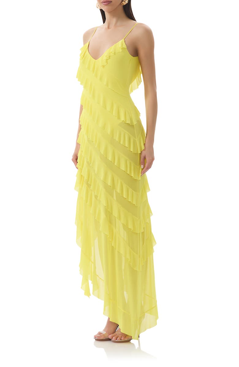 AFRM Vienna Tiered Ruffle Mesh Dress, Alternate, color, Summer Sun
