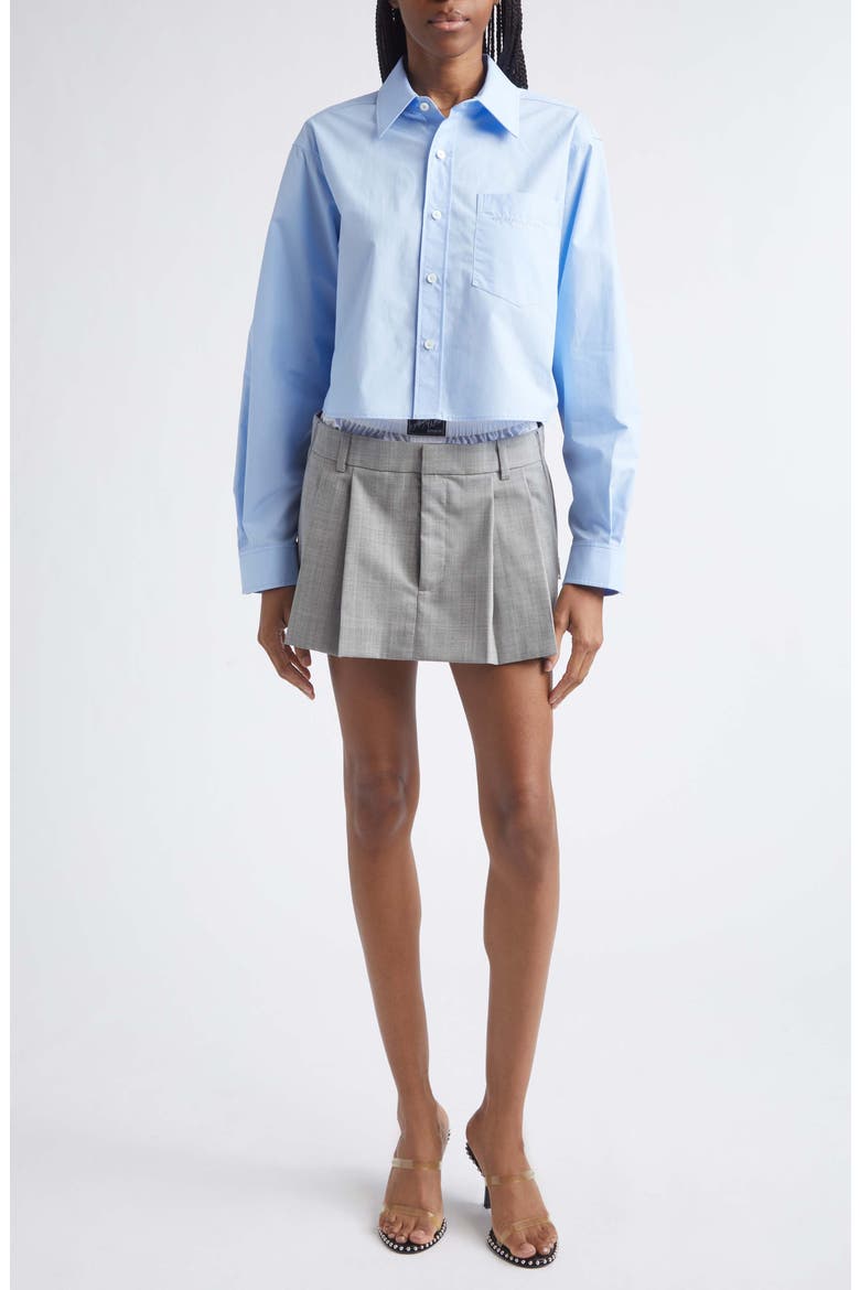 Logo Crop Cotton Button-Up Shirt, Alternate, color, OXFORD BLUE