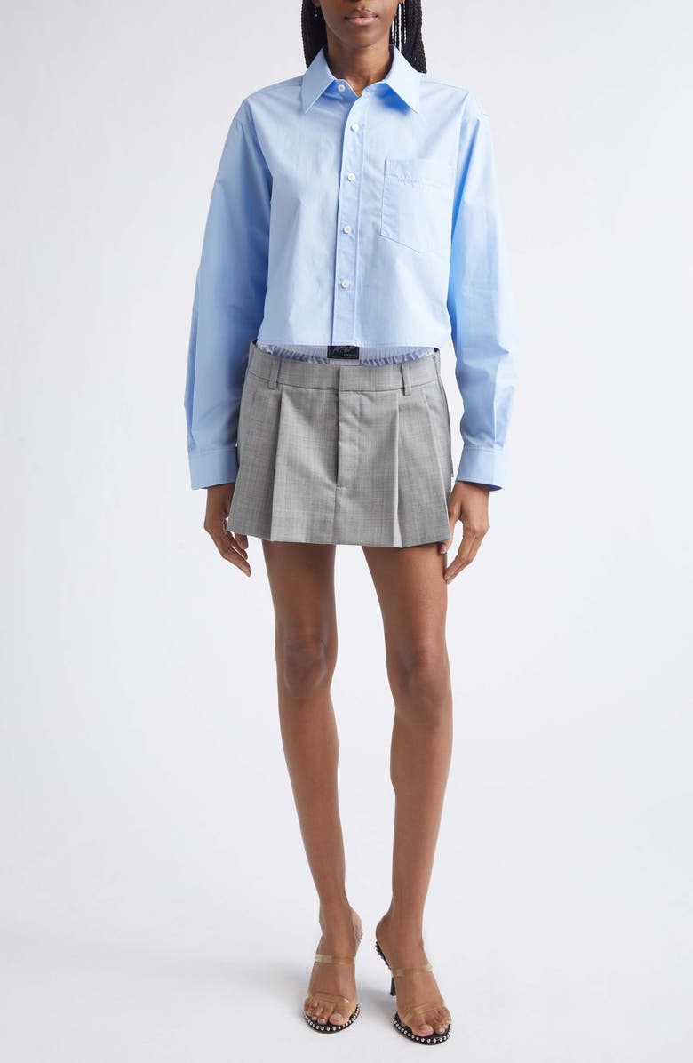 Alexander Wang Prestyled Pleated Wool Boxer Waist Miniskort, Alternate, color, Light Heather Grey