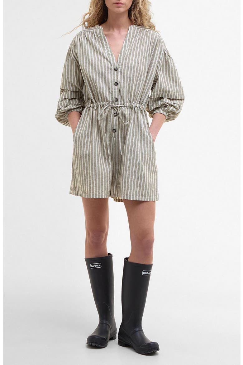 Bobby Cotton & Linen Romper, Main, color, DUSKY GREEN STRIPE