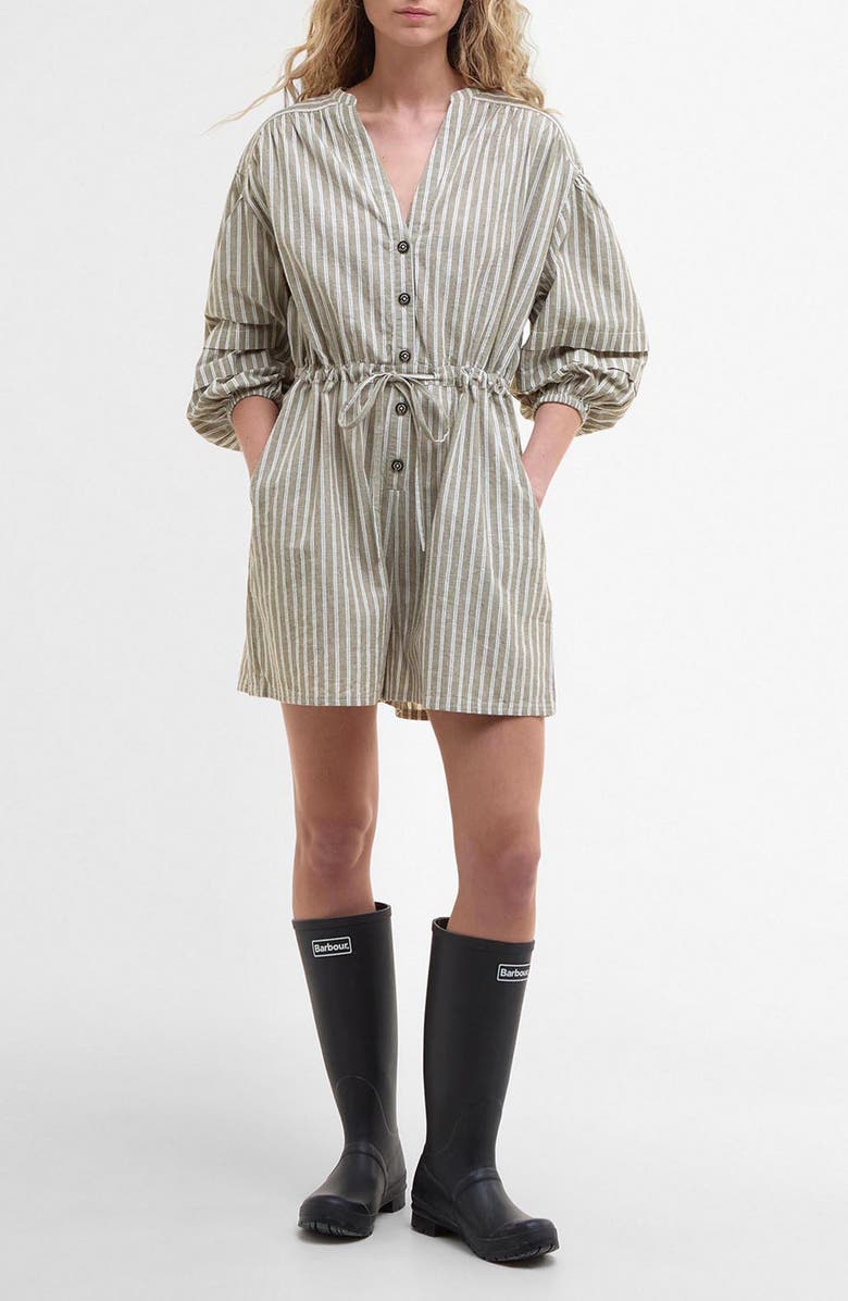 Barbour Bobby Cotton
Linen Romper, Main, color, Dusky Green Stripe