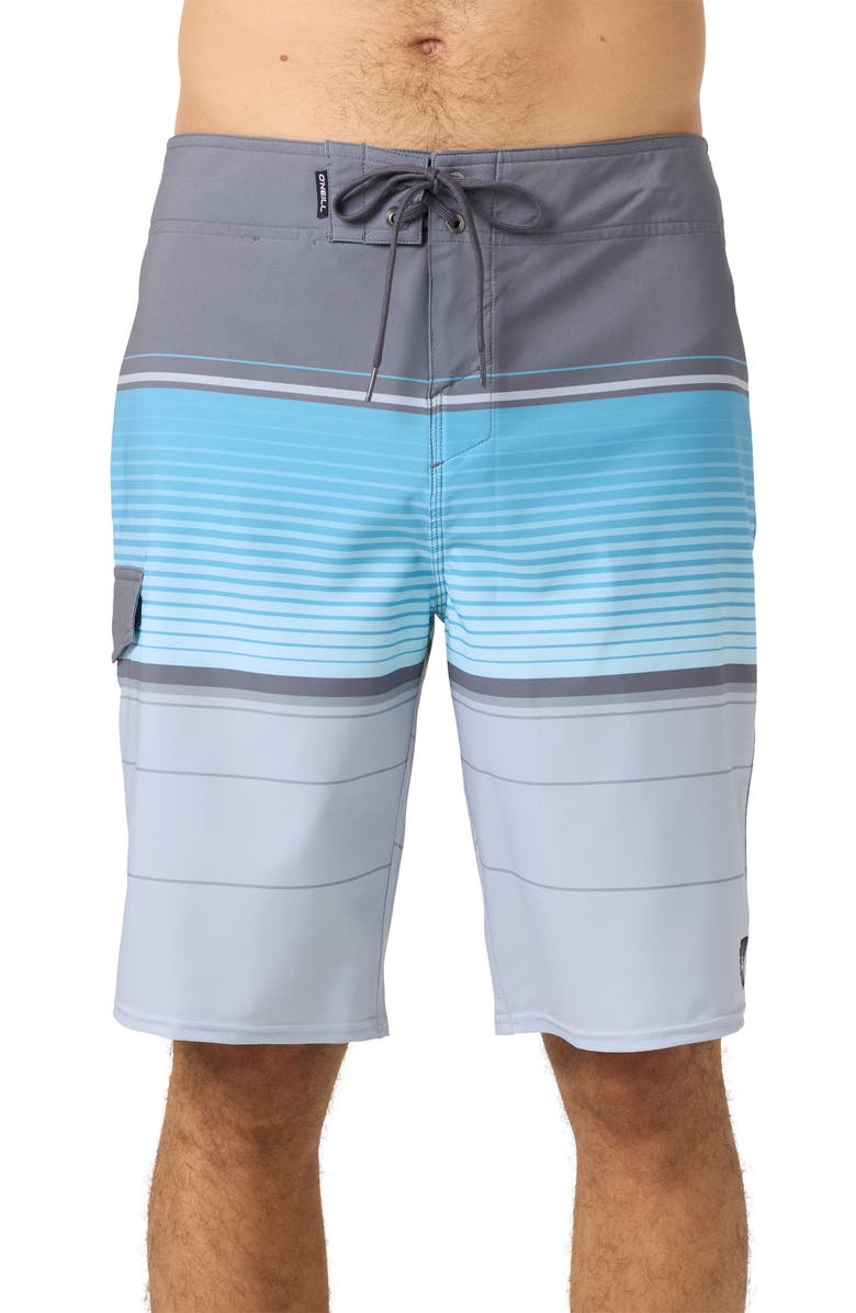 O'Neill Lennox Stripe Board Shorts, Main, color, Grey