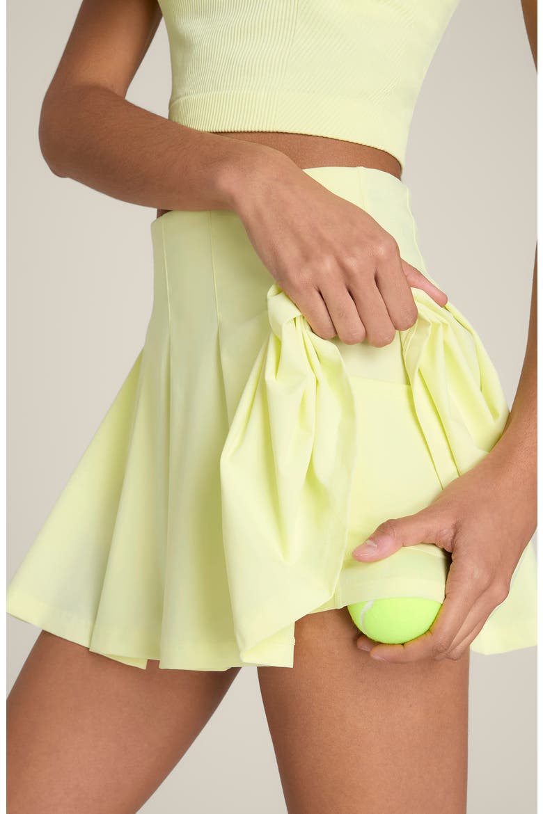Classic Pleated Performance Miniskirt, Alternate, color, TENDER YELLOW