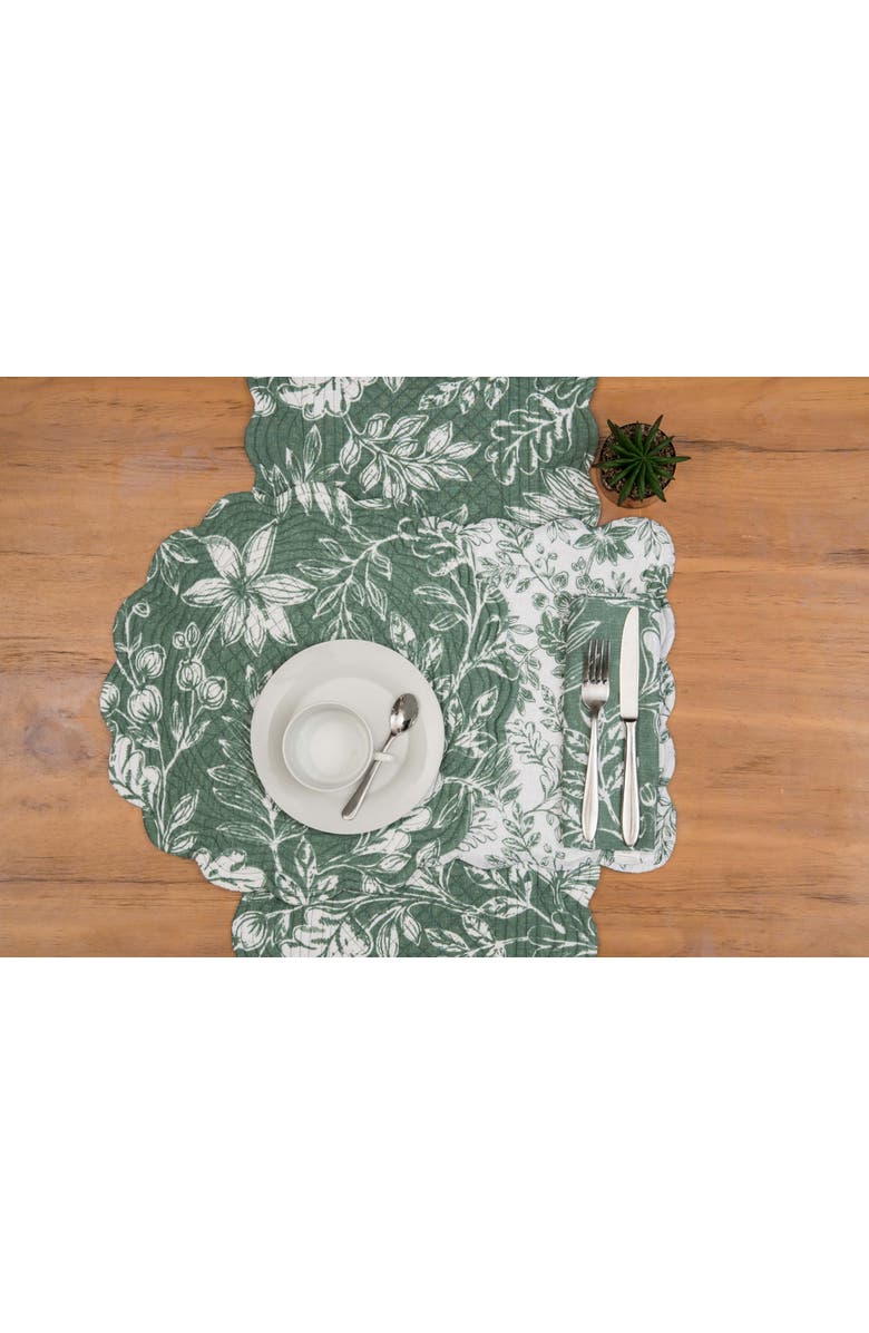 C&F Home Everview Sage Botanical Quilted Table Runner 14" x 51", Alternate, color, White