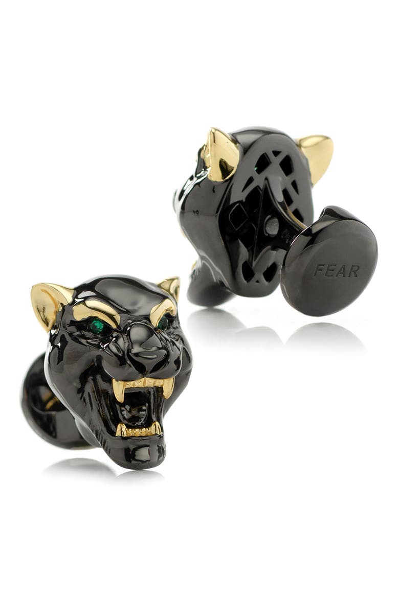 Black Panther Cuff Links, Alternate, color, BLACK