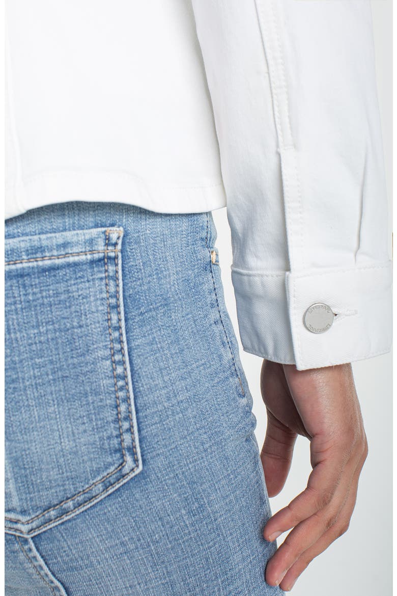 Fit & Flare Denim Trucker Jacket, Alternate, color, BRIGHT WHITE