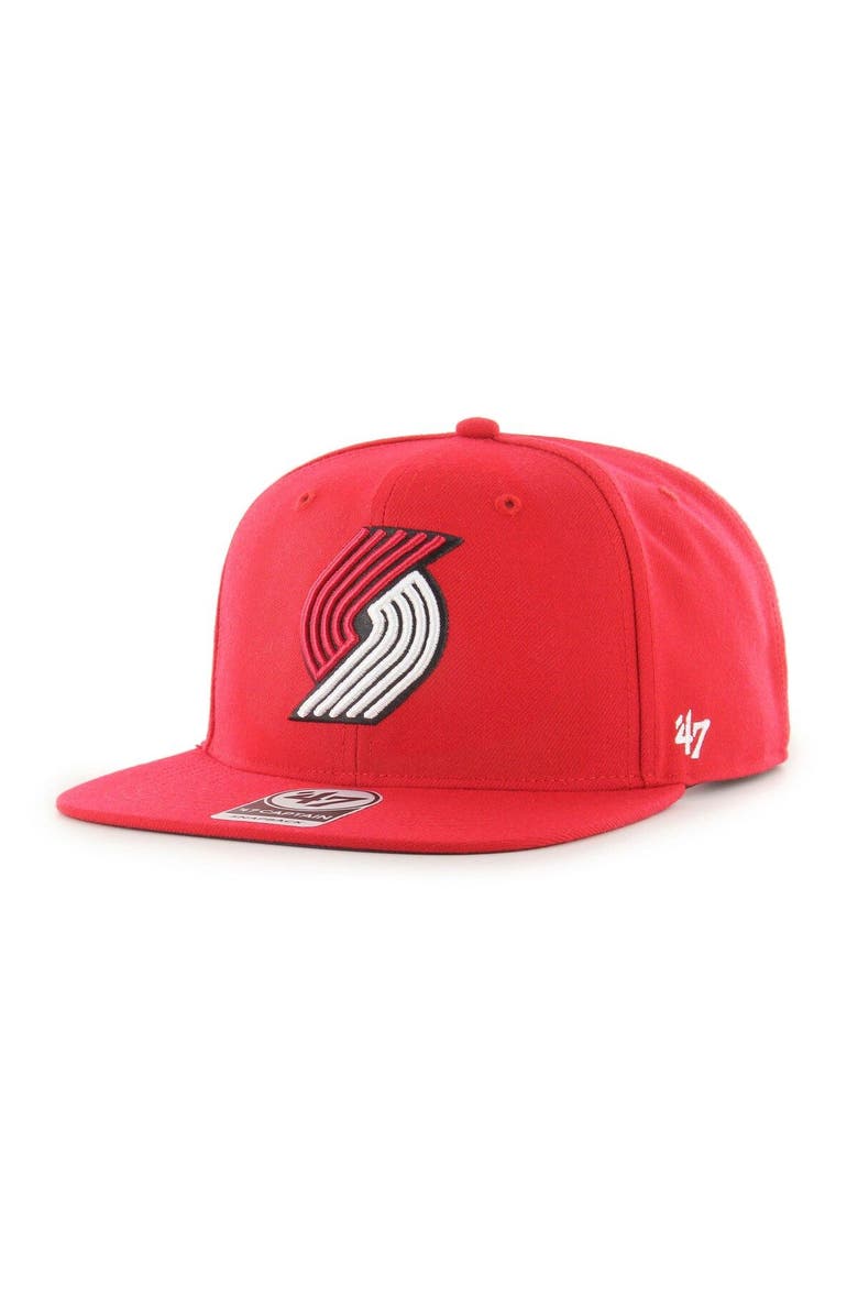 '47 Men's '47  Red Portland Trail Blazers Sure Shot Captain Snapback Hat, Alternate, color, 
