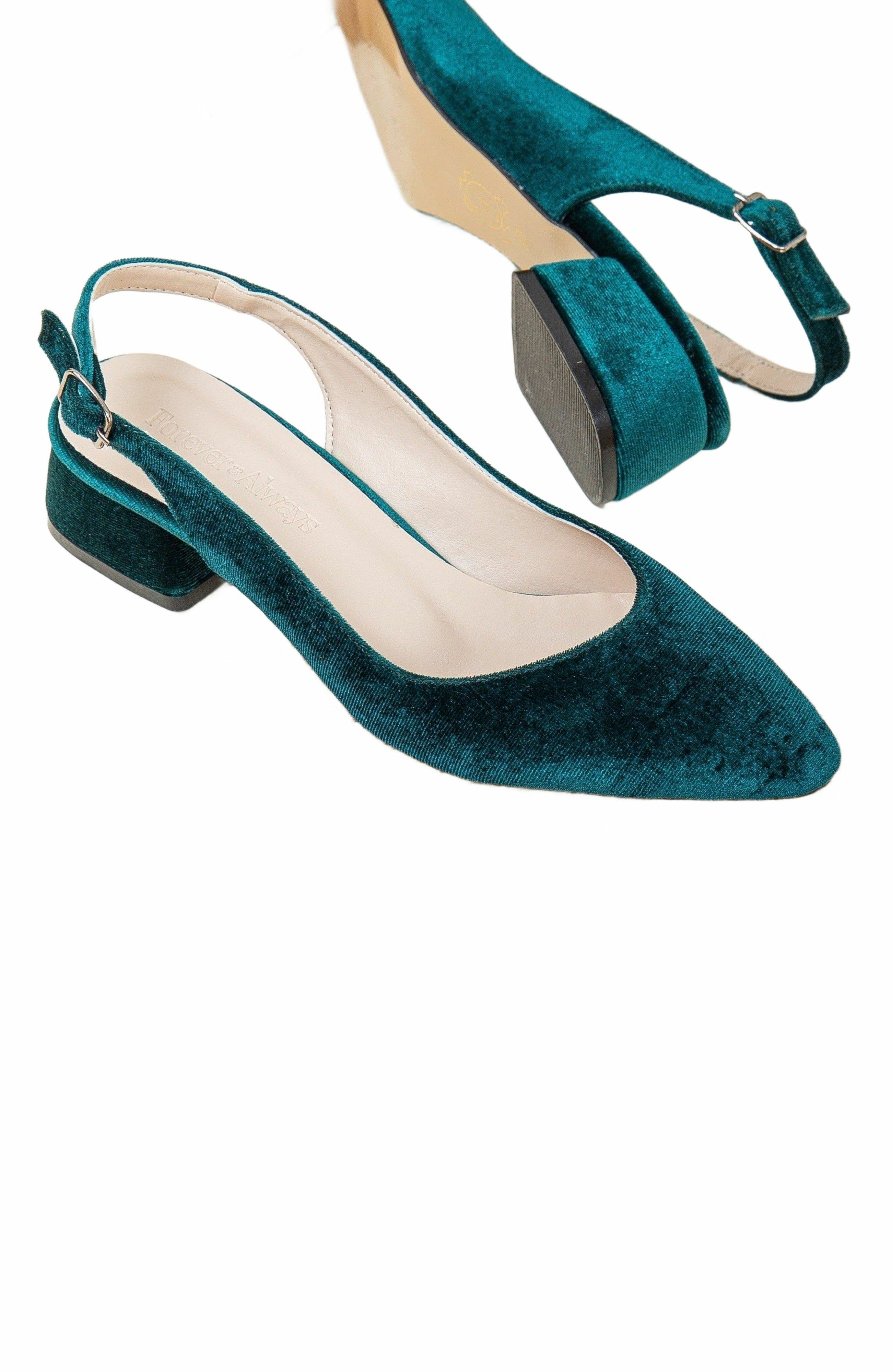 Forever & Always Shoes Emma Slingback Flat Heels, Alternate, color, Green