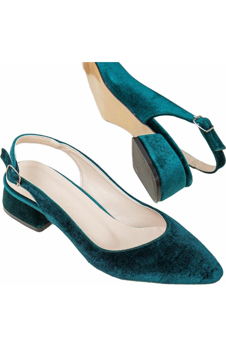 Forever & Always Shoes Emma Slingback Flat Heels, Alternate, color, Green