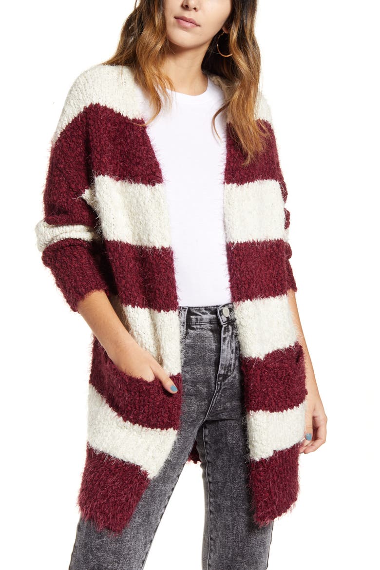 Skye Stripe Cardigan, Main, color, WINE
