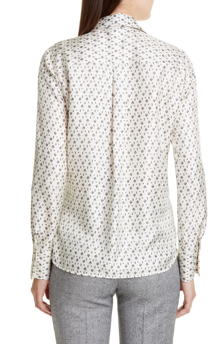 Lafayette 148 New York Scottie Geo Print Silk Blouse, Alternate, color,