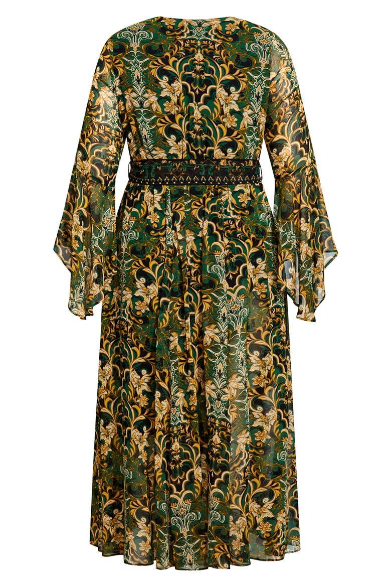 Everly Long Sleeve Faux Wrap Maxi Dress, Alternate, color, GREEN DYNASTY PRT