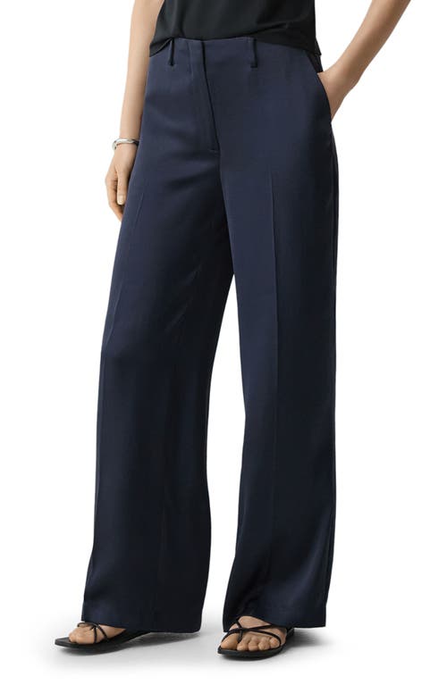 Theory Tailored High Waist Wide Leg Trousers In Black