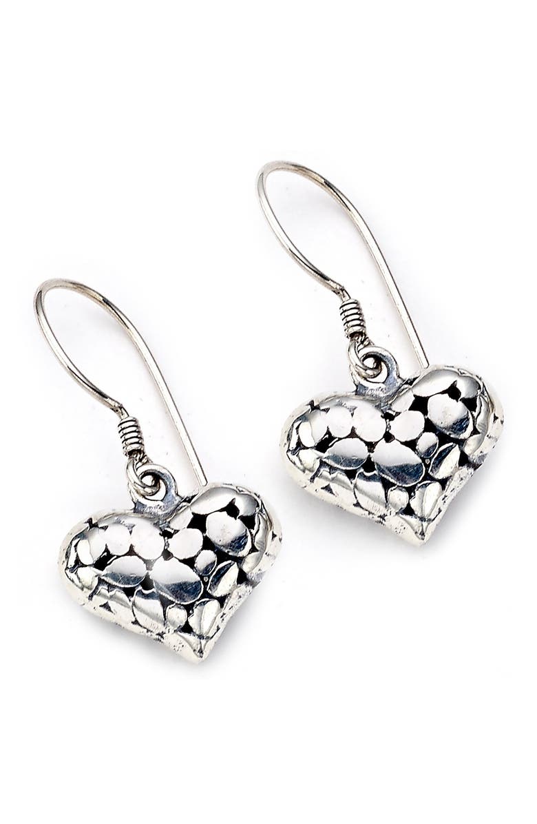 SAMUEL B. Sterling Silver Dot Heart Shaped Drop Earrings, Alternate, color, 