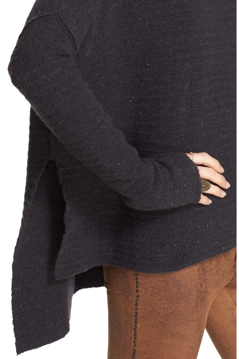 'Arctic Fox' Back Zip Swing Sweater, Alternate, color, BLACK