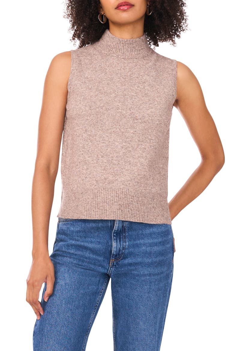 Mock Neck Sleeveless Sweater, Main, color, DESERT TAUPE